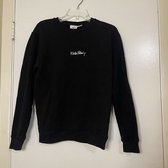 ZARA Keith Haring collection black crew neck pullover sweatshirt sweater small - Picture 1 of 6